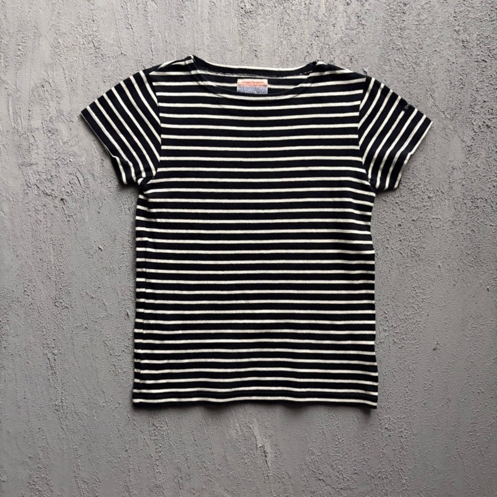 Denim Dungaree T Shirt Large 150CM Black Striped Japan Baby Tee